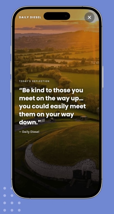 Daily inspiration quote screen in the app